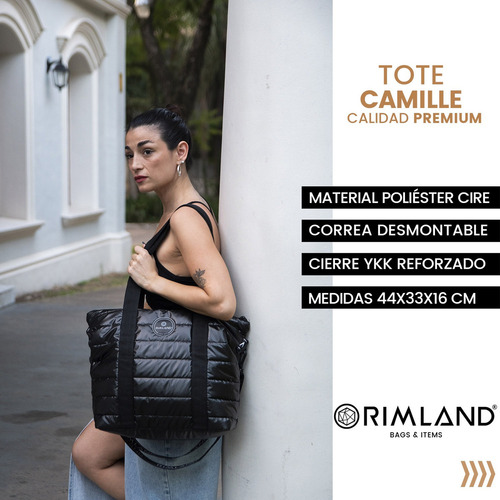 Cartera Tote Bag Bolso Norfork® Camille Color Negro Diseño De La Tela Liso