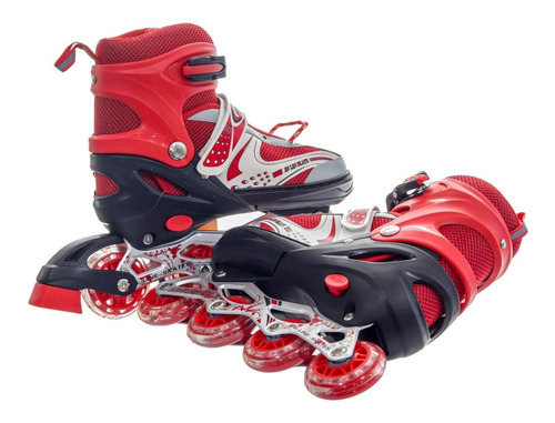 Patines Chasis De Aluminio Y Lantas Pvc Talla M 34-38 Rojo