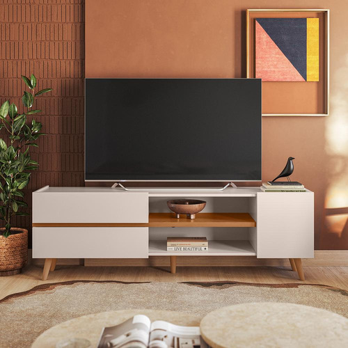 Rack Para Tv Até 65 3 Portas Purus - Colibri Cor OFF WHITE MATTE / FREJO