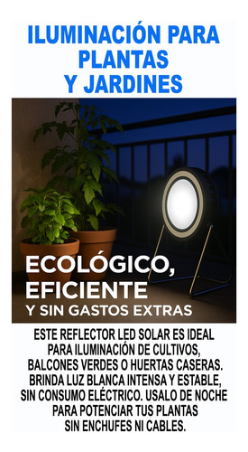 Reflector Led Solar Recargable Camping Usb Luz Negro