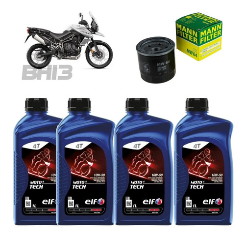 Kit Troca Óleo Triumph Tiger 800 Elf 10w50 Mann Mw64