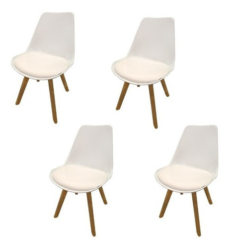 Interimobel: 4 Sillas Eames Wood Minimalista Vintage / Capri Color de la estructura de la silla Blanco