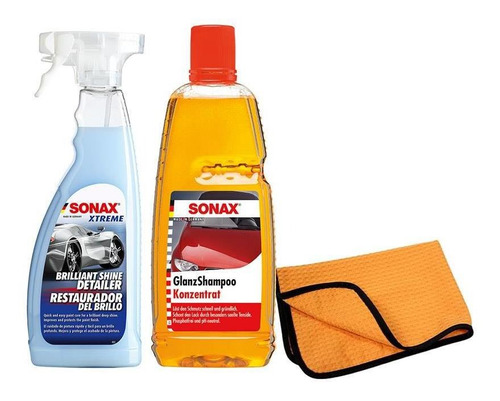 Kit Lavado Auto Shampoo Premium Microfibra Brillo Sonax X 3 