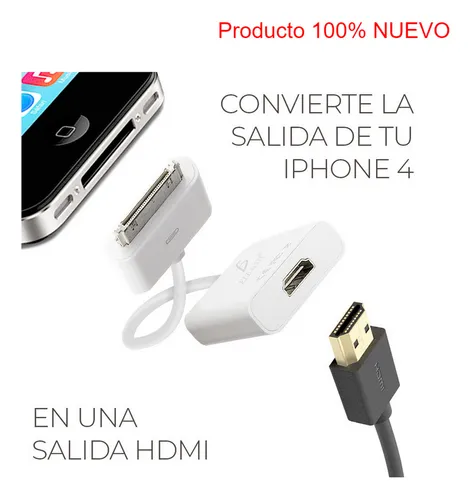 CABLE ADAPTADOR HDMI DOCK PARA IPHONE IPAD PANTALLA PELICULA ESPEJO TV  TELEVISION