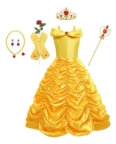 Disfraz De Princesa Bella  Vestido B  Para Niñas Y Niños