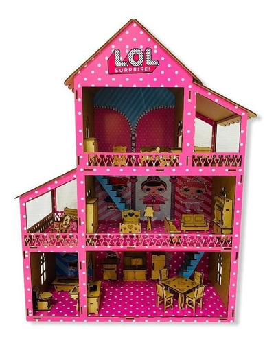 Casa De Boneca Infantil Polly Babie Lol Com 37 Moveis De Mdf