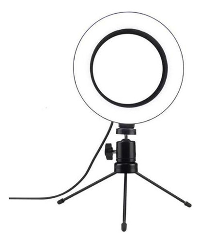 Ring Light De Mesa Iluminador Led Mini Tripé Anel 16cm Usb