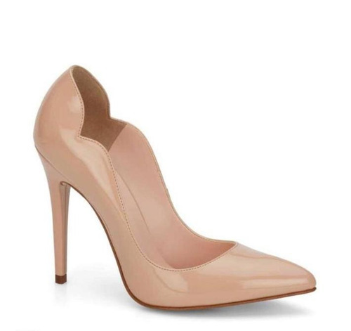 Zapatillas Andrea Stilettos Rosa Nude Charol Escotes | Envío gratis