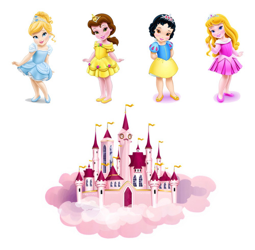 Figuras Princesas Bebé Base Rígida Kit 5 Pzas Coroplast Color Blanco