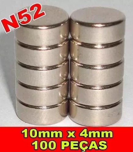 Ima De Neodímio Super Forte 10mm X 4mm 100 Peças 10x4mm