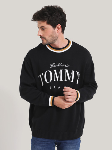 Sweater Relax Varsity Negro Tommy Jeans