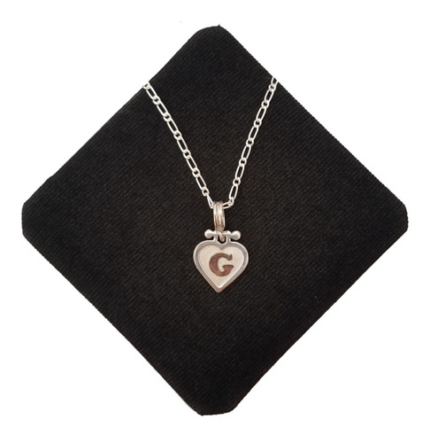 Cadena Y Dije Inicial G Corazón Con Lamina De Oro 18k
