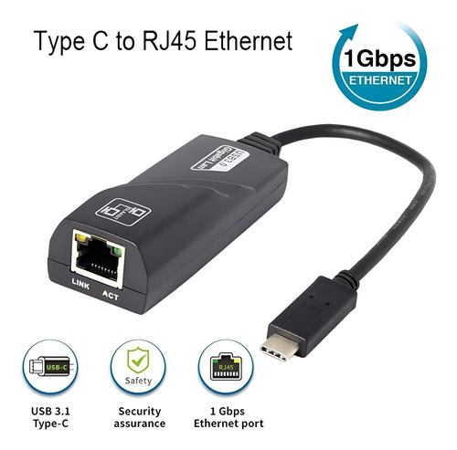 Adaptador Usb C A Rj45 Ethernet Conexión A Red Lan 1000mbps