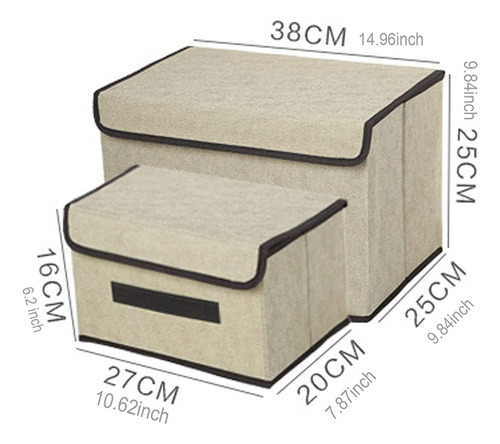 6 Cajas Almacenamiento De Tela Plegables Con Tapas Multiuso