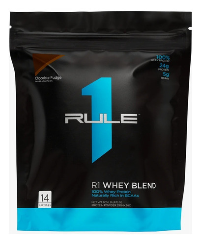 Proteína Rule 1 / 100% Whey Blend Proteín / 1 Lb / 14 Srv / Sabor Chocolate Fudge