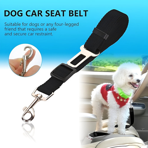Cinturón de Seguridad para Perros y Gatos con Hebilla para Coche a Todo Color Negro Flop