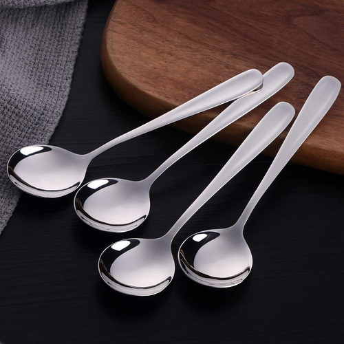 Juego De 4 Cucharas De Sopa De Acero Inoxidable 18/10 Platea