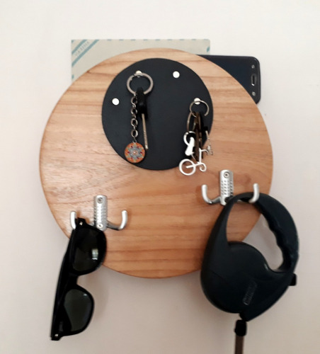 Imagen 4 de 8 de Perchero Organizador Madera Paraíso + Portallaves Magnético