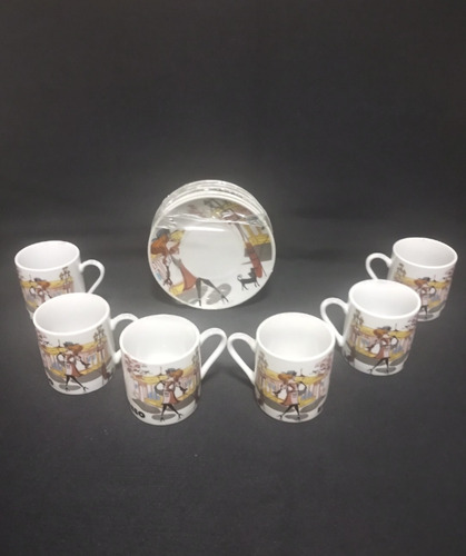 Juego 6 Tazas Y Platos Pequeños Para Café Espresso Trentino Blanco Coffee (Usado)