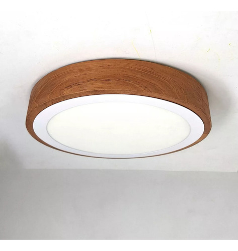 Lampara Techo Plafón 24x5cm Led 18w Madera Natural Nordico C