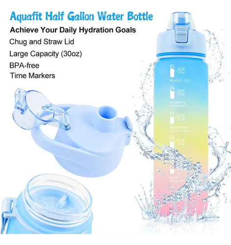 Botella De Agua Deportiva De 32 Oz Con Pajita Antifugas Blanco