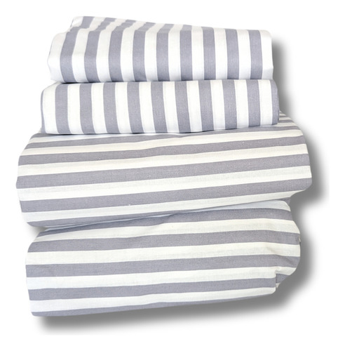 Juego De Sábanas Rebeca Algodón 200 Estampada - King Size Color Rayas Gris Diseño De La Tela Estampado