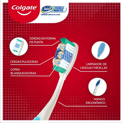 Cepillo Dental Colgate 360° Visible White Limpieza Completa