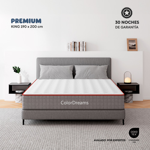 Blanco - Colchón King Size Caja Híbrido Resorte Pocket + Esp
