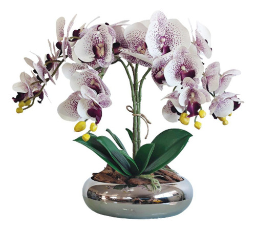 Arranjo No Vaso Cascata De 4 Flores Orquídeas Roxa Real