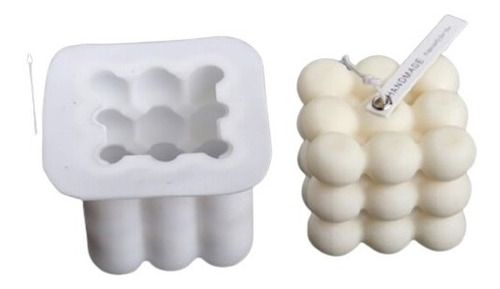 Molde Silicon Cubo Burbuja Rubik Vela 3d Aromaterapia 8x6cm