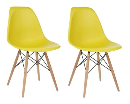 Set X 2 Sillas Eames Dsw Diseño Moderno Patas Madera Comedor