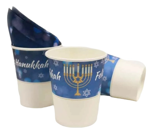 Vaso Descartable De Polipapel Januca - Hanukkah X 6 unidades