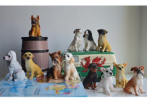 12 X Mini Figuritas De Perro Artesanías De Resina Estatuas