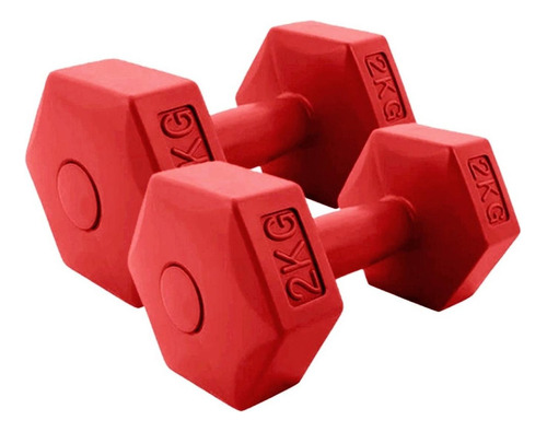 Mancuernas 2 Piezas 2kg Neopreno Fitness Entrenamiento Rojo