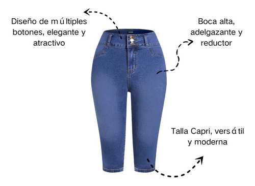 Flamingals Pantalones Capri Mujer Multibotones Skinny Jeans