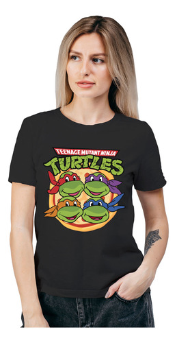 Polera Mujer Tortugas Ninja Pizza Algodón Orgánico Wiwi