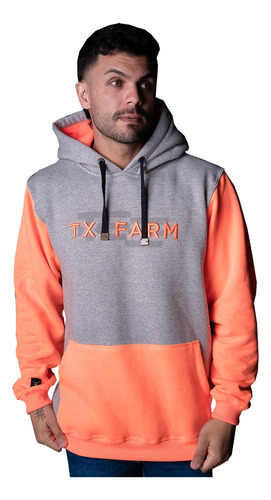 Moletom Texas Farm Unisex Cinza Logo Laranja