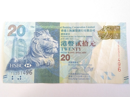 Billete Hong Kong 20 Dollars 2016