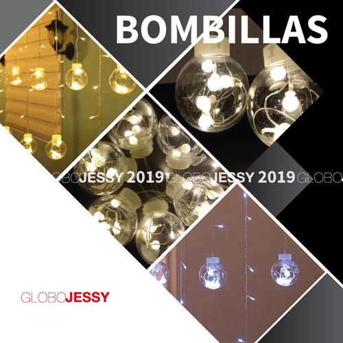 Imagen 2 de 10 de Cascada Bola Cristal 108led 12und Amarilla O Blanca