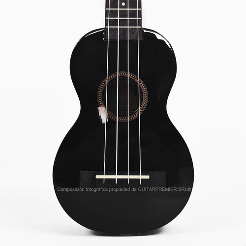 Imagen 6 de 9 de Ukelele Soprano Superior Negro + Funda Acolchada + Pua