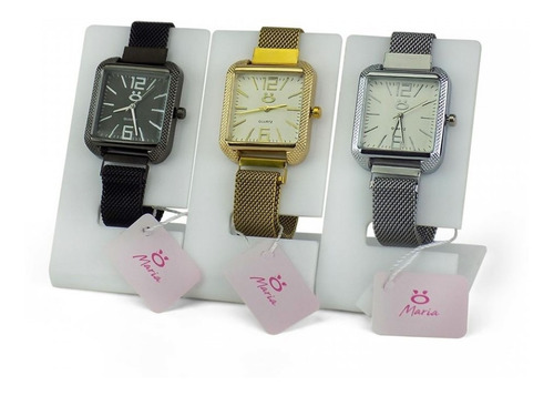 Kit 3 Relógios Femininos Maria Aço Pulseira Magnética K3rmq