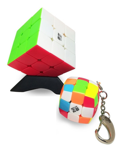 Cubo Rubik 3x3 Qiyi Warrior W + Llavero Mini + Base