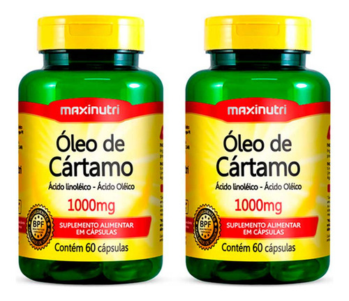 Kit 02 Óleo De Cartamo 1000mg Com 60 Capsulas Maxinutri