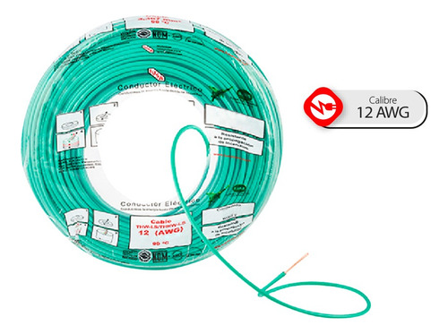 Bolsa 50 Mts Cable Iusa Verde Thw Cal 12 Awg 100%cobre