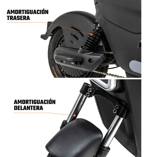 Bicicleta Electrica Scooter 35km/h Autonomia 100km 3 Vel 12v Color Gris Oscuro