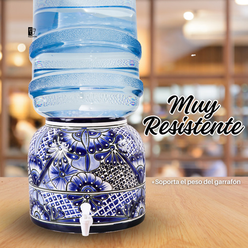 Portagarrafon Dispensador De Agua De Talavera 10 Lts C/llave Color Talavera Azul