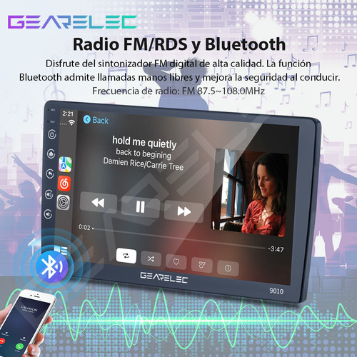 Gearelec Auto Estéreo Pantallas Táctil Android 13 4GB+64GB Ips 10 Pulgadas Andriod Gps Wifi With Camara