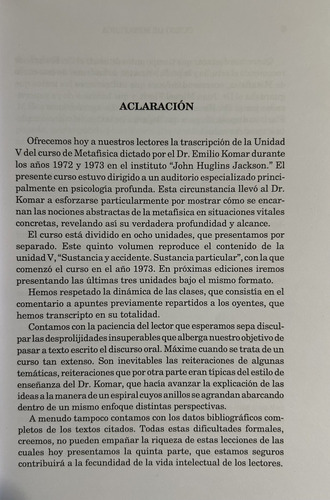 Curso De Metafísica V Sustancia Y Accidente