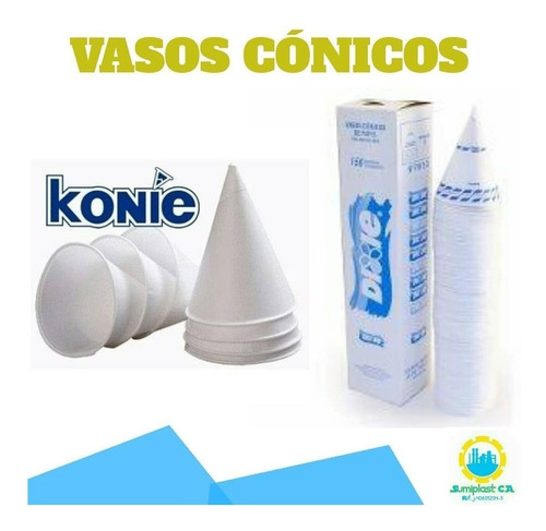 1 Paquete Vasos Cónicos Konie / 1 X 150 Vasos = 150 Vasos   