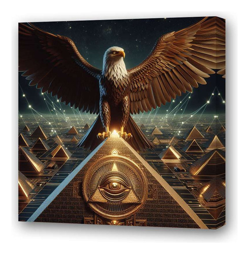 Cuadro 30x30cm Aguila Ojo Iluminatti Sobre Piramide M1